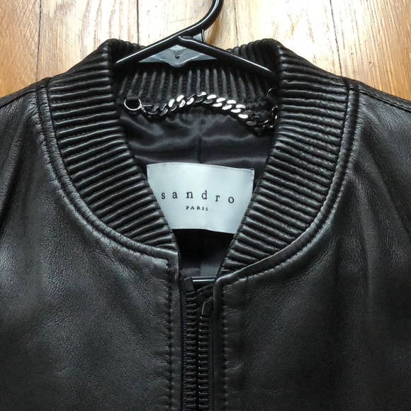 sandro leather bomber